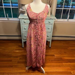 Vintage Sacred Threads floral maxi dress. Can tie in front or back. S/M. D16